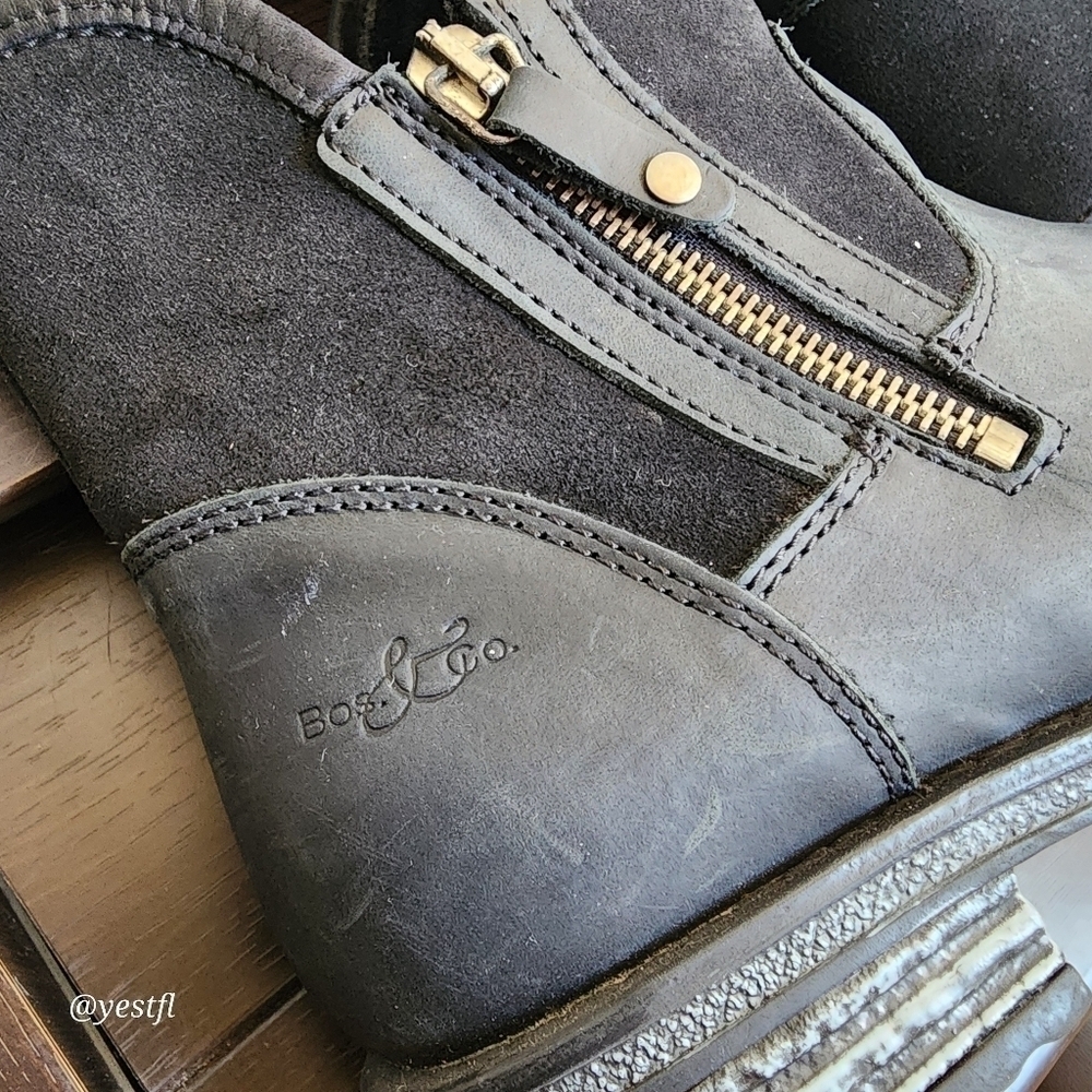 Bos. & Co .STRIVE BLACK ZIP UP ANKLE BOOTS 37 - Picture 9 of 9